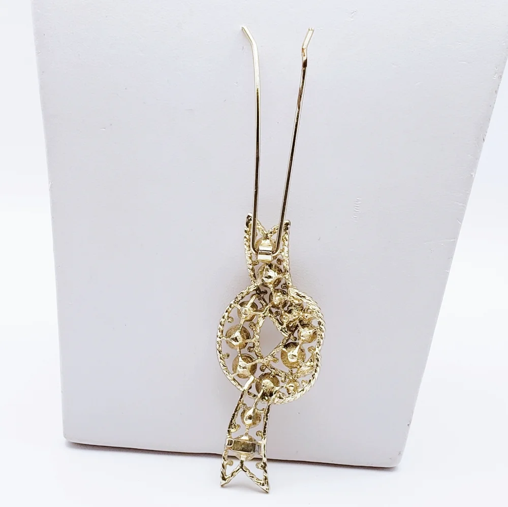 Beautiful Hair Clip Wedding Accessory Fancy Elegant Rhinestones Gold Tone